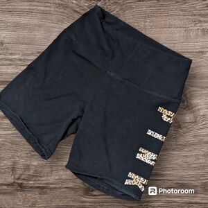 PINK Victoria's Secret Black Animal Print Yoga Bike Shorts